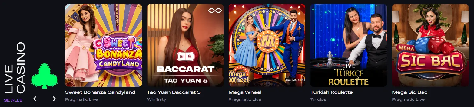De bedste live casinospil på GlitchSpins hjemmeside.
